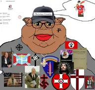 black_hair brown_skin christcuck christian_cross christian_identity christianity cringe glasses israel jerusalem_cross jesus jesus_christ jews larp larper phineas_priesthood shitskin subvariant:branigger swastika variant:brandon variant:cobson we_wuz // 1675x1583 // 1.2MB