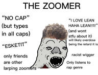 open_mouth soyjak teeth text variant:zoomer zoomer zoomer_hair // 2048x1562 // 362.9KB