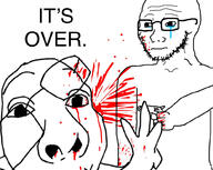 2soyjaks arm blood bloodshot_eyes crying firearm glasses glasses_askew gun hand holding_gun holding_object holding_pistol its_over looking_at_you merge pistol revolver stubble text variant:fisheyejak variant:soyak variant:wojak weapon // 1000x799 // 174.2KB