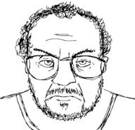 angry black_and_white clothes forehead_lines frown glasses hair looking_at_you sketch stubble variant:unknown wide_nose // 630x608 // 10.5KB