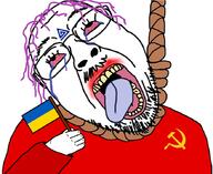 arm bloodshot_eyes communism country crying dead flag hair hammer_and_sickle hand holding_object malorussian_flag mustache open_mouth pedophile purple_hair rope soyjak suicide tattoo tongue tranny ukraine variant:bernd // 880x720 // 460.6KB