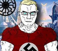 a10_eyes aryan blue_eyes hyperborea muscular_male nazism sonnenrad subvariant:muscular_chud swastika variant:chudjak white_skin // 1059x929 // 704.7KB