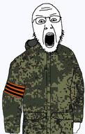 army camouflage emr_pattern glasses military open_mouth ribbon_of_saint_george soyjak stubble variant:tewi // 356x562 // 73.6KB
