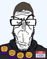 H3K_(namefag) award awards bloodshot_eyes blue_eyes brown_hair forced forced_meme name_tag namefags smug snca subvariant:euromutt toss variant:markiplier_soyjak white_skin // 1039x1300 // 56.9KB
