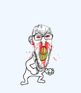 angry animated blood bloodshot_eyes clenched_teeth cracked_teeth ear full_body glasses jumping mustache nosebleed red_eyes soyjak stubble subvariant:feralrage tantrum variant:feraljak vein yellow_teeth // 600x688 // 188.0KB