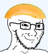 cantaloupe food foodjak fruit glasses melon smug stubble transparent_background variant:soyak white_skin // 688x800 // 177.2KB