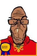animal award bird blacked booger brown_skin crying eagle european flag flag:montenegro glasses hair holding_object lion montenegro mucus mutt red_eyes soyjak stubble subvariant:euromutt sweater variant:markiplier_soyjak // 591x900 // 60.7KB