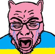 closed_eyes crying ear flag flag:ukraine glasses hohol open_mouth pig soyjak stubble ukraine variant:rupturejak // 423x416 // 11.6KB