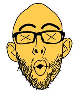 dead ear emoticon glasses open_mouth soyjak stubble variant:nojak x_eyes yellow yellow_skin // 458x523 // 19.3KB