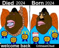 2024 2soyjaks ack astrofene_(namefag) black_skin closed_mouth crimean_tatar crimeanchud_(namefag) flag:crimean_tatar gooner jakparty_soy lips marx_glasses mcdonalds namefag_drama open_mouth shitnobodycaresabout soyjak suicide teeth tongue variant:meximutt // 716x580 // 142.8KB