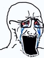 bloodshot_eyes crying distorted glasses open_mouth sad soyjak stretched_mouth stubble variant:soyak // 444x580 // 209.2KB