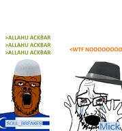 2soyjaks SOUL_BREAKER_(user) atheism atheistcuck beard bloodshot_eyes brown_skin crying fedora flag:greece flag:islamic_greece glasses greece greentext hand hands_up islam mick_(namefag) muslims mustache open_mouth orangetext sad soyjak stubble taqiyah text thick_eyebrows variant:a24_slowburn_soyjak variant:cryboy_soyjak // 1063x1138 // 180.6KB
