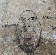 chalk glasses graffiti he_will_always_be_a_gem internet_is_leaking irl sidewalk smile smirk soyjak stubble text variant:cobson // 337x336 // 47.0KB