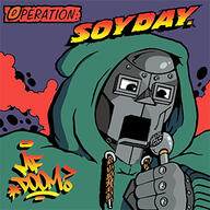 album_cover clothes comic glasses hand holding_object hoodie meta:nas mf_doom microphone music open_mouth operation_doomsday rapper robot soyjak text variant:unknown // 300x300 // 98.5KB