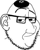 closed_mouth clothes ear eyebrows glasses hat judaism kippah smile smug soyjak stubble variant:smugjak // 627x788 // 7.5KB