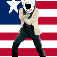 angry animated country dance flag full_body gangnam_style glasses irl liberia open_mouth soyjak star stubble variant:cobson // 300x460 // 501.7KB