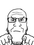 angry closed_mouth glasses hand pointing pointing_at_viewer soyjak stubble variant:markiplier_soyjak // 600x800 // 22.1KB