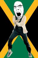 angry animated country dance flag full_body gangnam_style glasses irl jamaica open_mouth soyjak stubble variant:cobson // 300x460 // 498.2KB