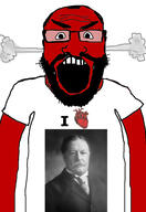 angry balding beard clothes glasses hair heart i_love open_mouth red_skin soyjak subvariant:science_lover tshirt variant:markiplier_soyjak william_taft // 2816x4096 // 788.4KB