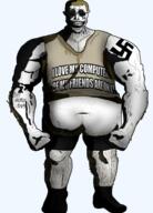 1488 chudcel full_body glasses hair impact_font meta:tagme monster nazi_germany nazism omnious soyjak swastika teeth text transparent transparent_background variant:chudjak // 432x600 // 168.1KB