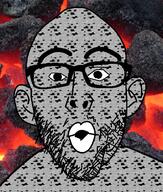 coal coal_background coal_ore_(minecraft) coal_skin ear glasses open_mouth soyjak stubble variant:nojak // 443x523 // 207.3KB