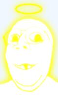 angel closed_mouth deformed glasses glowing halo smile soyjak stubble subvariant:emmanuel subvariant:wholesome_soyjak template variant:gapejak white_skin yellow yellow_outline // 600x975 // 146.2KB