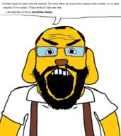 IGWABAG beard dog glasses he_will_always_be_a_gem janny meta open_mouth soyjak subvariant:science_lover suspenders teeth variant:markiplier_soyjak white_shirt yellow_skin // 1000x1124 // 563.2KB