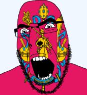 angry country flag flag:zaporizhzhia_oblast_(ukraine) glasses hair looking_to_the_left open_mouth plant russia soyjak stubble teeth text ukraine zaporizhzhia_oblast // 721x789 // 240.8KB