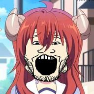 machikado_mazoku open_mouth shamiko soyjak stubble variant:markiplier_soyjak white_skin yuuko_yoshida // 717x720 // 632.4KB