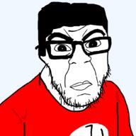 chud closed_mouth hair nazi_flag nazism red_shirt series:fusionjaks variant:chudjak variant:feraljak // 1025x1025 // 25.1KB