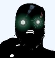 black_skin glowing_eyes hand inverted pointing soyjak stubble thougher variant:a24_slowburn_soyjak // 463x489 // 57.8KB