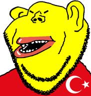 asiamutt clothes country ear flag flag:turkiye lips mutt open_mouth red_shirt small_eyes soyjak stubble subvariant:impish_amerimutt turk turkiye variant:impish_soyak_ears yellow_skin // 598x628 // 25.3KB
