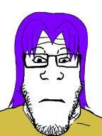 anime closed_mouth clothes female glasses hair katsuragi_misato long_hair neon_genesis_evangelion neutral purple_hair soyjak stubble subvariant:neutralplier variant:markiplier_soyjak // 600x800 // 66.8KB