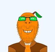 clothes emoticon food froot fruit glasses green_glasses soyjak stubble suit transparent_background variant:gapejak // 520x490 // 58.4KB