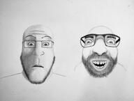 artist:entiral closed_mouth drawGOD drawing glasses open_mouth pencil_drawing soyjak subvariant:neutralplier variant:israeli_soyjak variant:markiplier_soyjak // 4079x3073 // 4.2MB