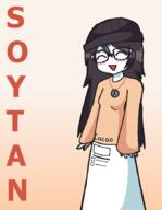 anime art beanie blush clothes drawing dress female hair hand happy open_mouth painted_nails soyjak soylent_(cacao) text variant:soytan // 676x870 // 42.5KB