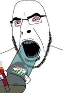 angry bloodshot_eyes bong glasses i_love nigger nigger_weed open_mouth smoking soyjak stubble text variant:cobson weed // 721x1065 // 20.2KB