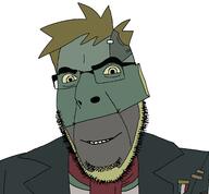 alternate clothes dennis emmy_the_robot full_head glasses hair looking_at_you open_mouth robot smile soyjak stubble variant:cobson // 1626x1511 // 287.8KB