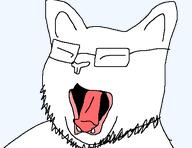 animal cat glasses open_mouth soyjak stubble traced variant:catyawnjak // 492x380 // 16.9KB