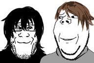 are_you_soying_what_im_soying artist:shemmysloota clothes glasses looking_at_each_other smile sweating variant:gapejak variant:markiplier_soyjak // 1200x800 // 354.1KB