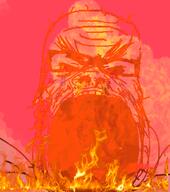 angry balding bloodshot_eyes burning crying distorted fire glasses mustache open_mouth soyjak stubble variant:a24_slowburn_soyjak // 598x675 // 449.5KB