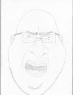 angry bald glasses megamind open_mouth pencil_drawing soyjak stubble subvariant:angrysmug variant:smugjak // 6120x7920 // 4.2MB