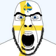 angry animal blue_eyes county cross facial_mark flag flag:sweden flag:trøndelag forehead_mark glasses hair looking_at_you norway open_mouth queen_of_spades soyjak spade stubble subvariant:cobson_front2 subvariant:spadeson sweden thick_eyebrows transparent_background trøndelag variant:cobson // 800x800 // 29.1KB