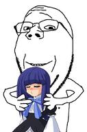 anime bernkastel holding_object hugging kiss meta:tagme subvariant:wholesome_soyjak umineko variant:gapejak video_game // 676x1021 // 82.6KB