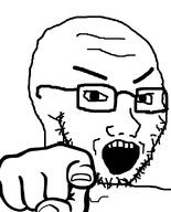 angry finger glasses hand open_mouth pointing pointing_at_viewer soyjak stubble template variant:soyak // 644x800 // 109.1KB