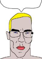 blue_eyes closed_mouth ear glasses hair redraw soyjak speech_bubble speech_bubble_empty subvariant:chudjak_front variant:chudjak white_skin yellow_hair // 610x847 // 24.6KB