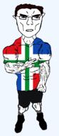 arm buff closed_mouth clothes ear flag flag:groningen full_body glasses groningen hair hand netherlands shoe soyjak subvariant:chudjak_front subvariant:unbotheredchud variant:chudjak vein // 549x1268 // 27.2KB
