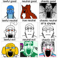 animal antenna blue_skin calm central_intelligence_agency cheeks closed_eyes closed_mouth clothes dog frown glasses glowie hair horror its_over janny makeup necktie neutral open_mouth orange_eyes reddit sad schizo sharp_teeth soyjak squirrel stretched_mouth stubble subvariant:feralsquirrel subvariant:neutralplier subvariant:schizojak suit text tranny variant:markiplier_soyjak // 1280x1280 // 327.1KB