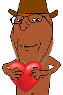 australia brown_skin clothes glasses hat heart holding_heart holding_object nipple soyjak stubble subvariant:wholesome_soyjak variant:gapejak yellow_hair // 676x1021 // 119.1KB