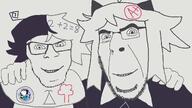 2soyjaks fpe friendship fundamental_paper_education glasses no_more_brother_wars oliver oliver_(fundamental_paper_education) smile soyjak_party stubble thrembo variant:cobson variant:feraljak zip zip_(fundamental_paper_education) // 1920x1080 // 252.0KB
